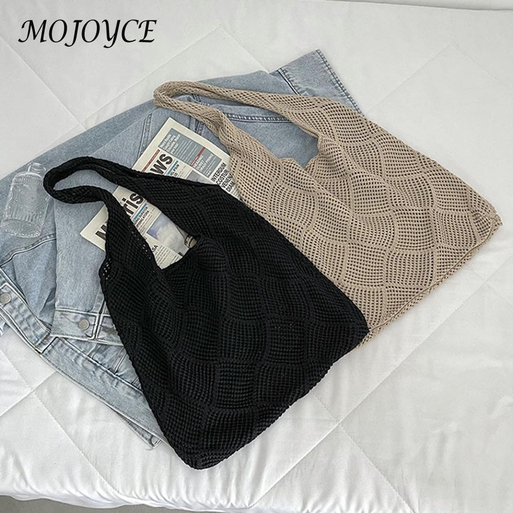 Lazy wind bags woven sweater shoulder bags large capacity shopping bags for women outdoor travel shopping gift