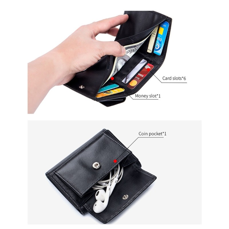 Unisex RFID Blocking Wallet Vintage Leather Credit Card Holder Short Wallet Small Coin Change Pocket Men Women Clutch Money Bag