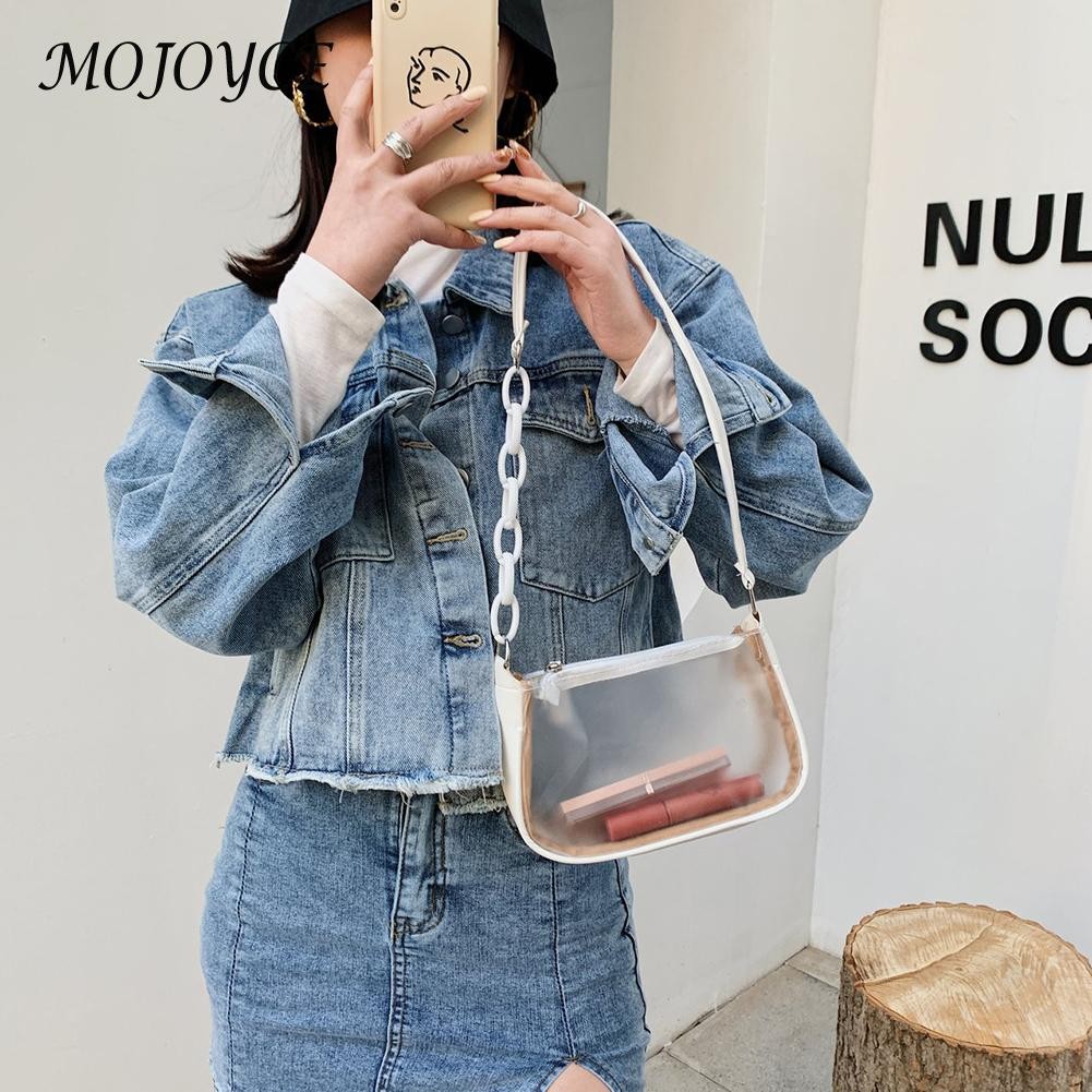 Fashion Women PVC Transparent Shoulder Bag Lady Small Zipper Luxury Handbag For Ladies Women Outdoor Shopping