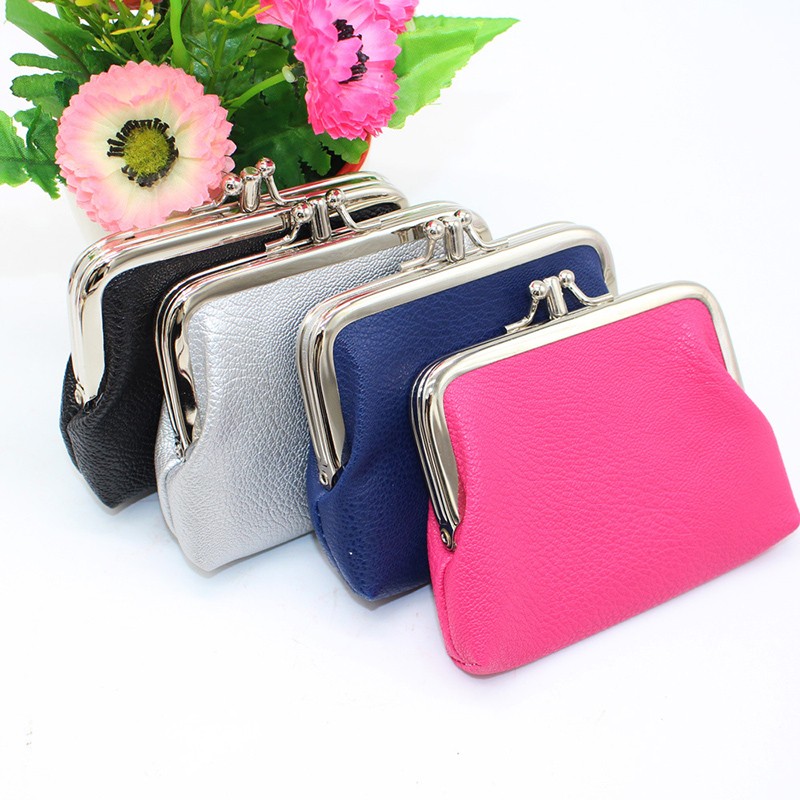 PU Leather Pocket Money Wallet Buckle Coin Purse Candy Color Card Holder Simple Double Layer Small Wallet Gift for Women Girls