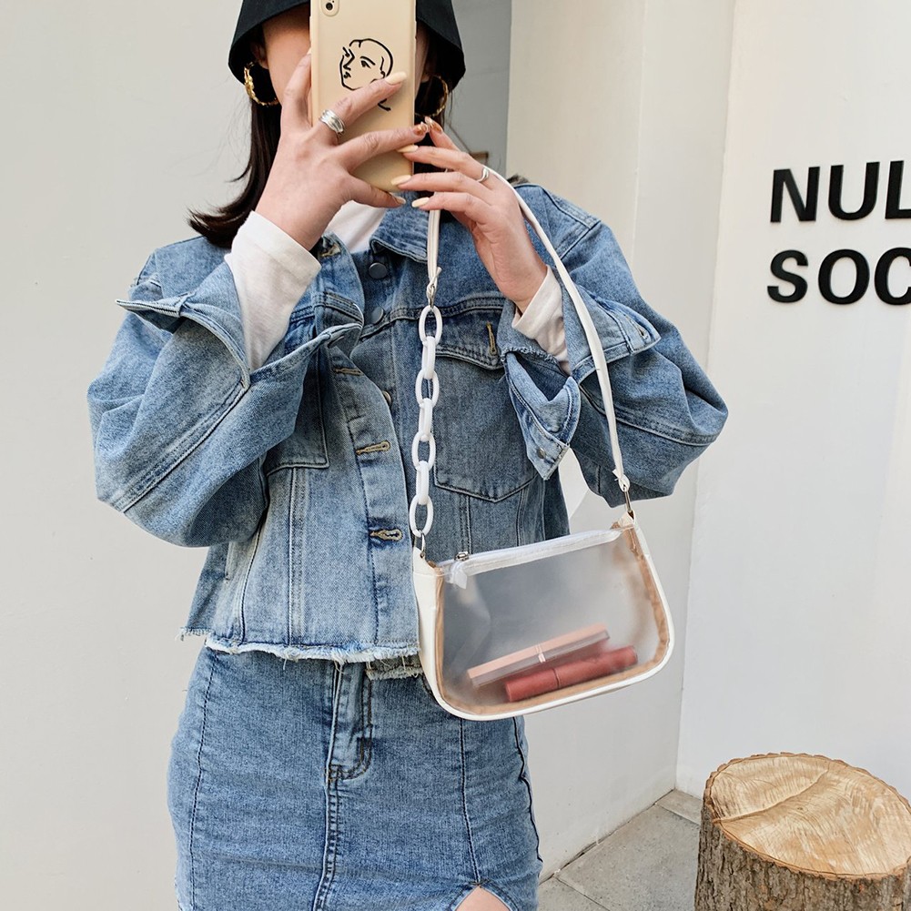 2022 year popular plastic bag transparent method rod bag new fashion jelly bag ins foreign style armpit shoulder bags for women