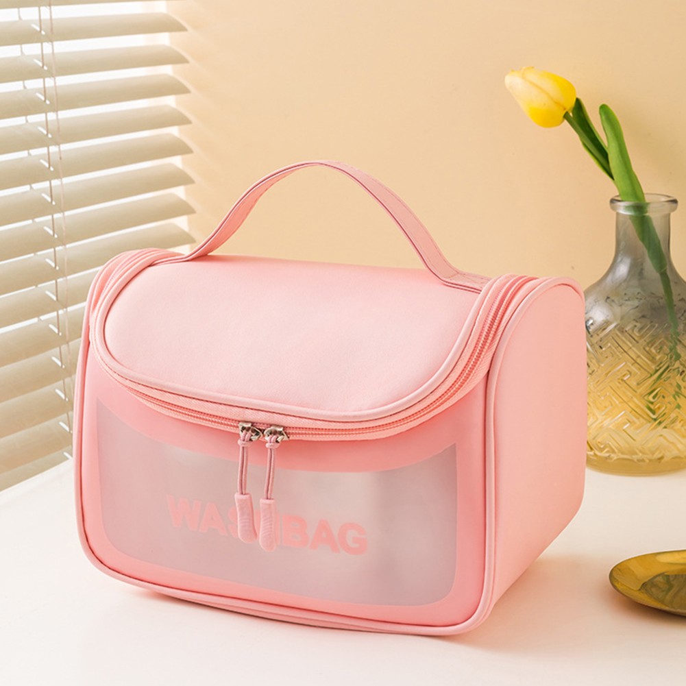 Cosmetic Storage Bag Zipper Clear Makeup Bags Handheld Outside Travel Organizer Bag Foldable Pouch for Girls Women