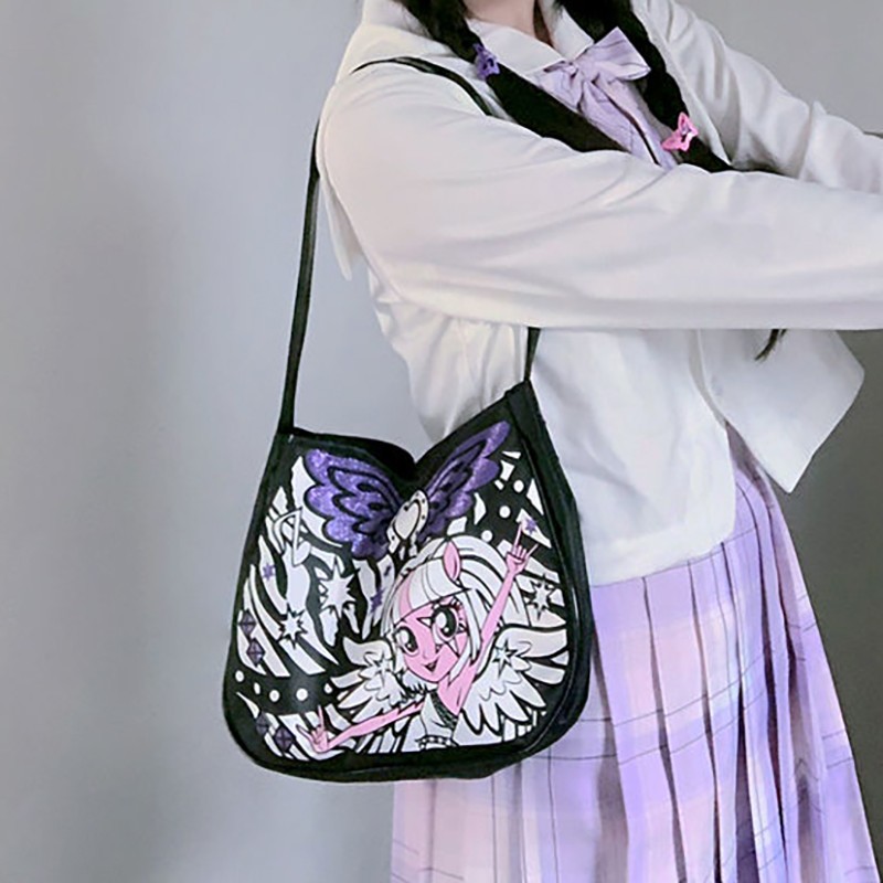 MBTI Fashion E Girl Y2k Women Shoulder Bag Cool Purple Canvas Zipper Bolso Mujer High Street Aesthetic Gothic Ladies Handbags
