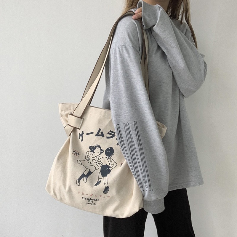 Women Shoulder Bags Shopping Bag Large Capacity Female Canvas Cloth Bag Handbag Reusable Foldable Eco Grocery Handbags