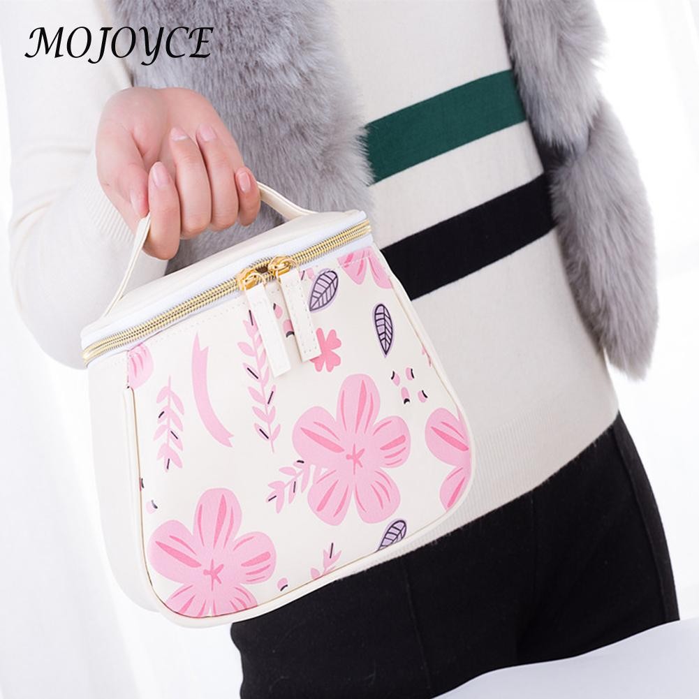 Korean PU leather printing cosmetic bag fashion printing portable female cosmetic large capacity trend retro casual cosmetic bag