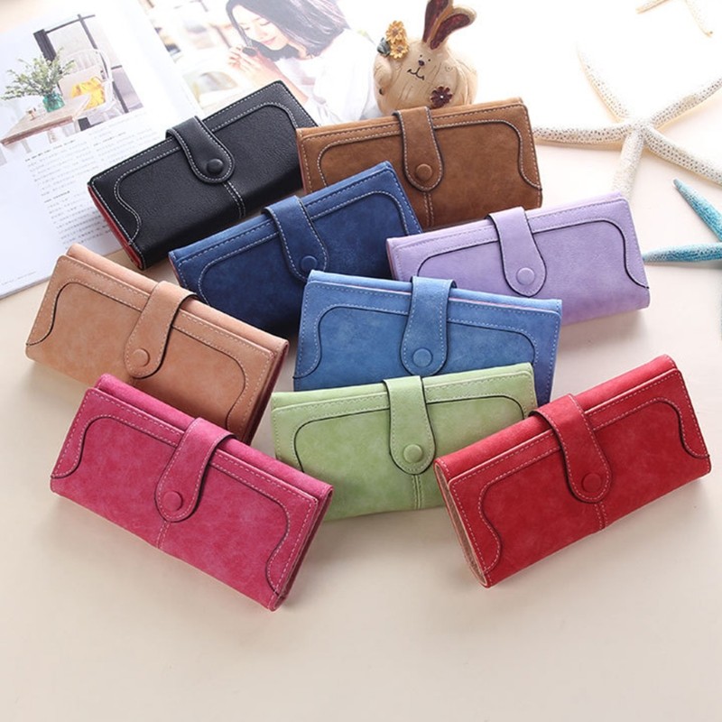 Women's PU Leather Long Clutch Matte Wallet Fashion Lady Multi-pocket Phone Card Holder Wallet Female Casual Solid Handbag Wallet