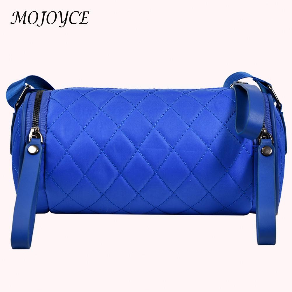 Diamond Lattice Leather Cylinder Pillow Bag Fashion Women Shoulder Bag Female Casual Chain Designer Handbags