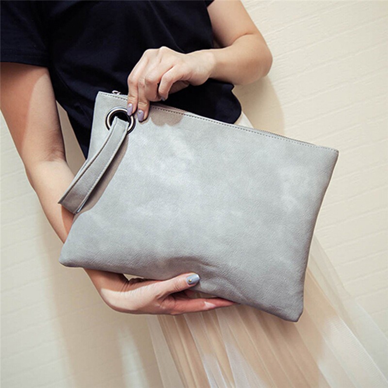 Solid Fashion Handbag Women Clutch Bag Leather Women Envelope Bag Zipper Evening Bag Female Clutches Handbag