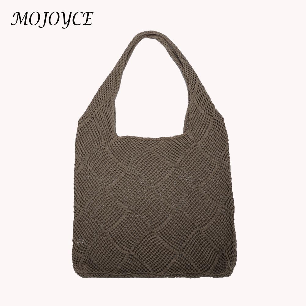 Women Autumn Winter Bag Hollow Knitted Shoulder Bag Woven Sweater Large Capacity Ladies Shopping Bag Gift