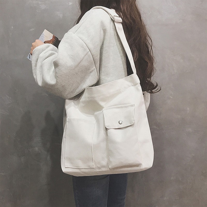 Women Bag 2021 Female Tote Canvas Simple Soft Fashion Messenger Bolsas Quality Shopper Crossbody New Designer Shoulder Bags