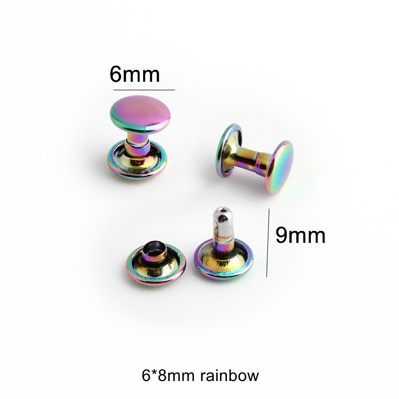 10-30-100pcs 6*6mm 8*8mm 10*8mm iridescent rainbow fastened double rivet stud for shoes,DIY metal rivets accent on accent