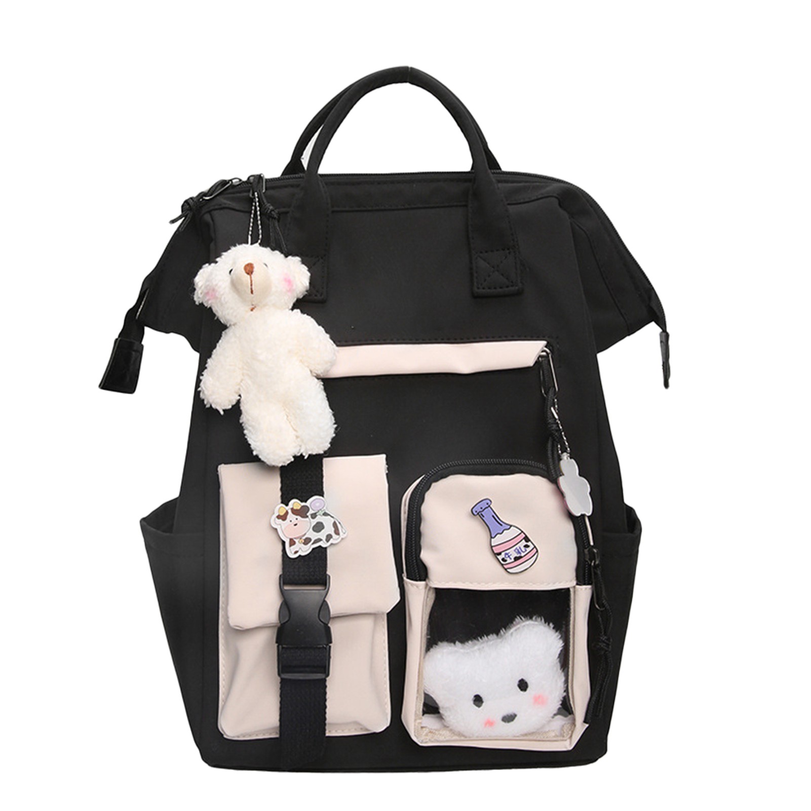 Girls With Plush Pendant Bookbag Large Capacity Casual Children Cute Kawaii Students Fashion Shoulder School Backpack Gift