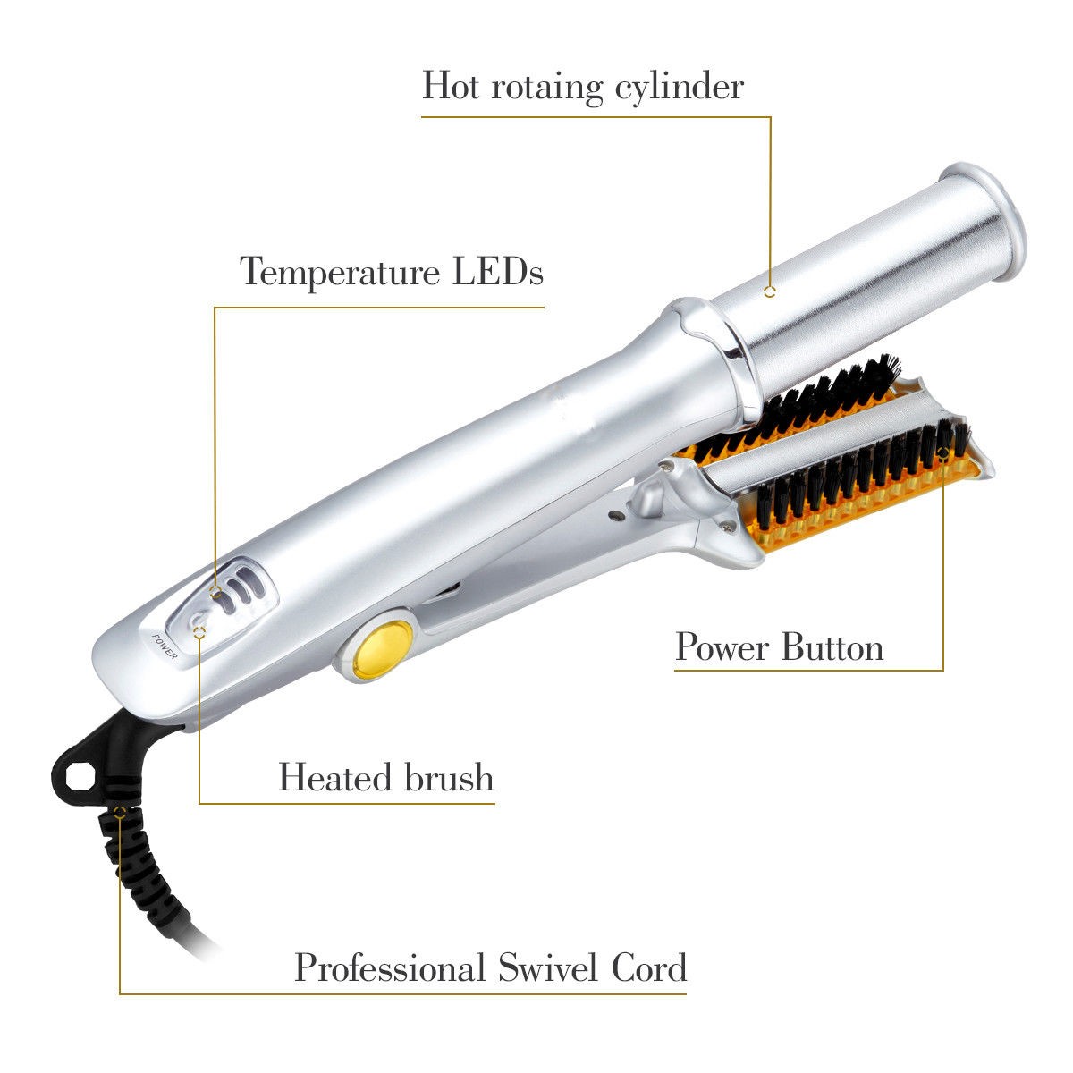 2 in 1 Hair Curler Hair Straightener Styling Tools LCD Ceramic Rotating Hair Waver Magic Curling Wand Iron. a brush