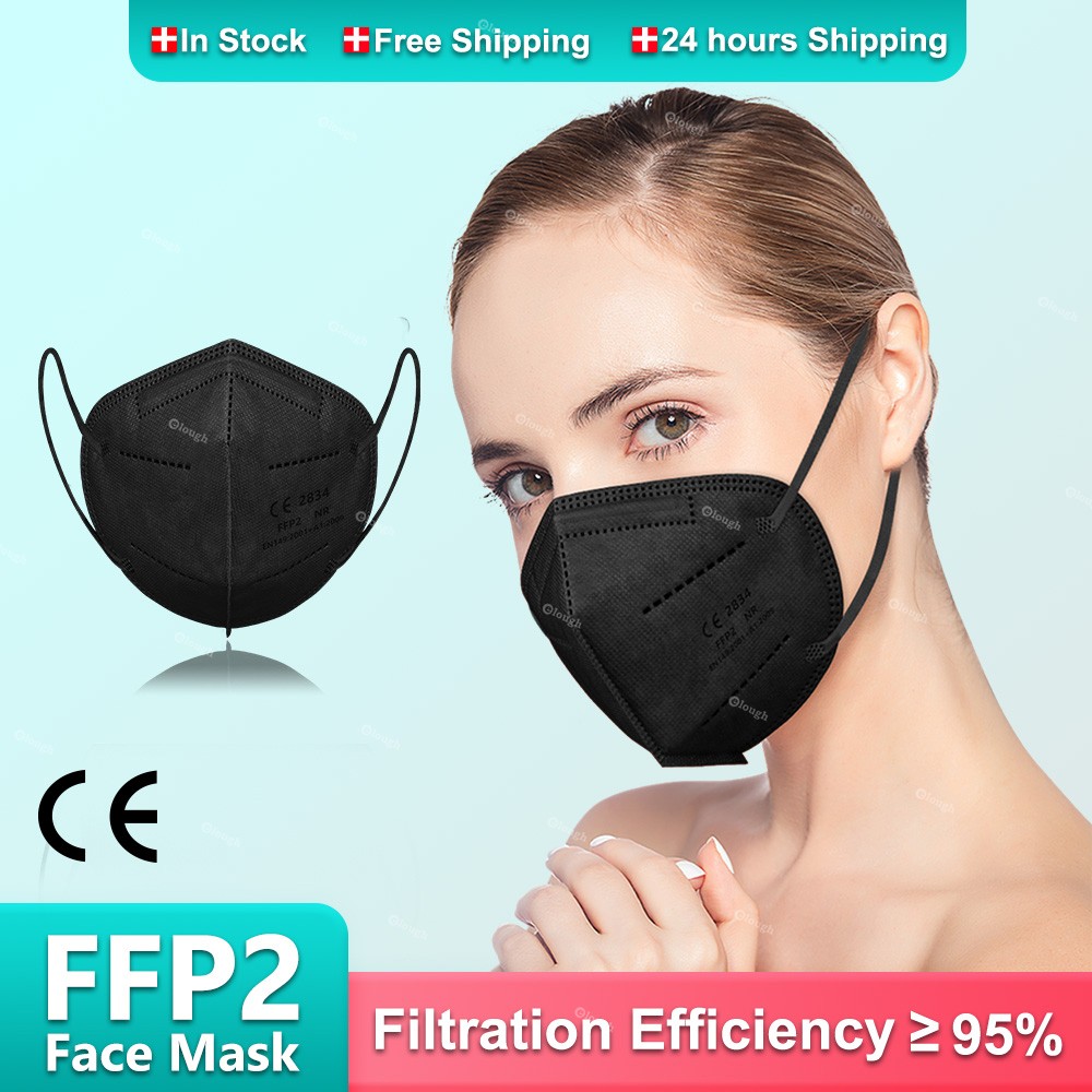 10-200pcs Black Mascarillas FPP2 Mascarillas KN95 Certified 5 Layers Adult Mascherina FFPP2 Approved Black Mask ffp2masque