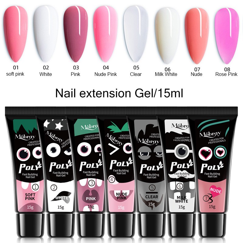 Mobray 5/2pcs Set Poly Nail Gel Extension Polygels Set Manicure Acrylic Gel Varnish Set 15ml Polygels Poly Nail Kit Nail Set