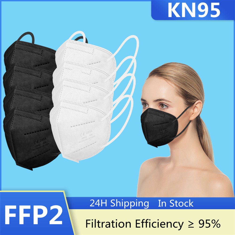 Black Mask FFP2 Masks KN95 Europa Certification 5 Layers Mascarillas FPP2 Security Protection ffp2mascherina FFPP2 Adult