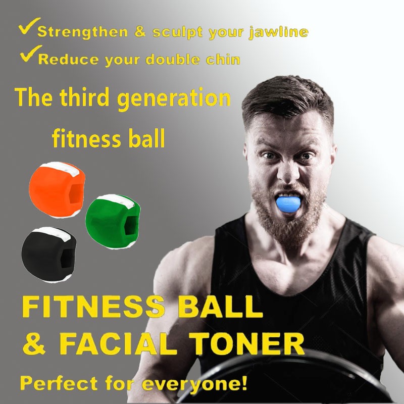 Men's Fitness Face Massager Jaw Muscle Exercising Machine Face Biting Chewing Ball Crusher Training