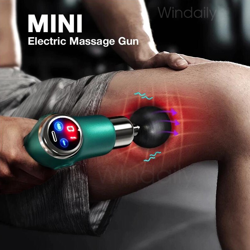 Mini LCD Massage Gun 32 Speed ​​Touch Screen Deep Tissue Percussion Muscle Massager Mini Fascial Gun Pain Relief Body Massage