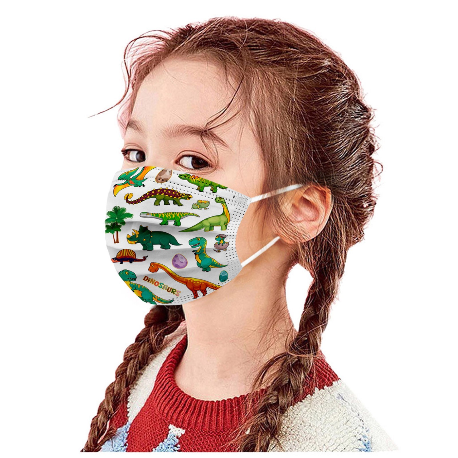 10/50pcs baby disposable face mask masque colorful four layer with dinosaur Meltblown printed lace mesh kids mask mascarillas