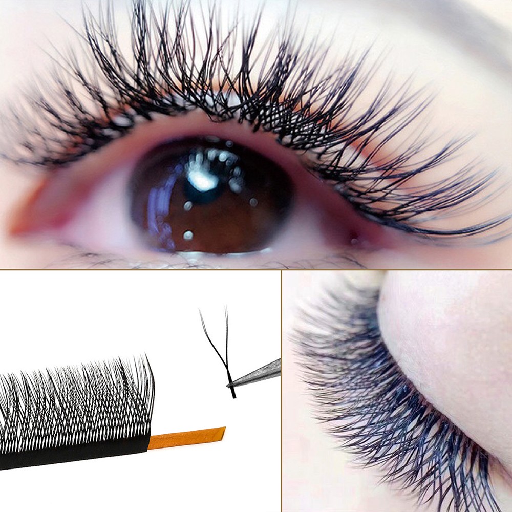 High quality 12 lines 100% handmade YY type cilia silk eyelashes custom private logo dark matte eyelash extension for makeup