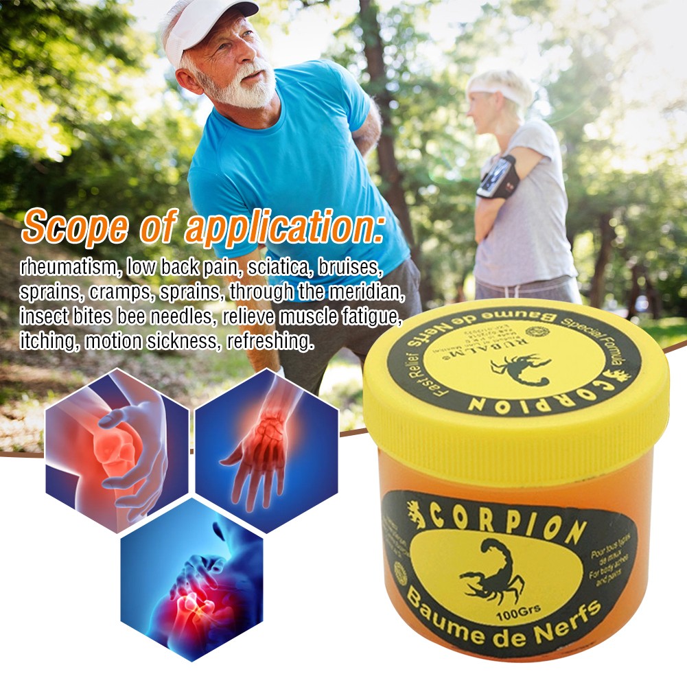 30/60/100ml Ointment Cream Scorpion Mint Rheumatism, Lower Back Pain, Sciatica, Bruising, Cramps, Relieves Muscle Fatigue