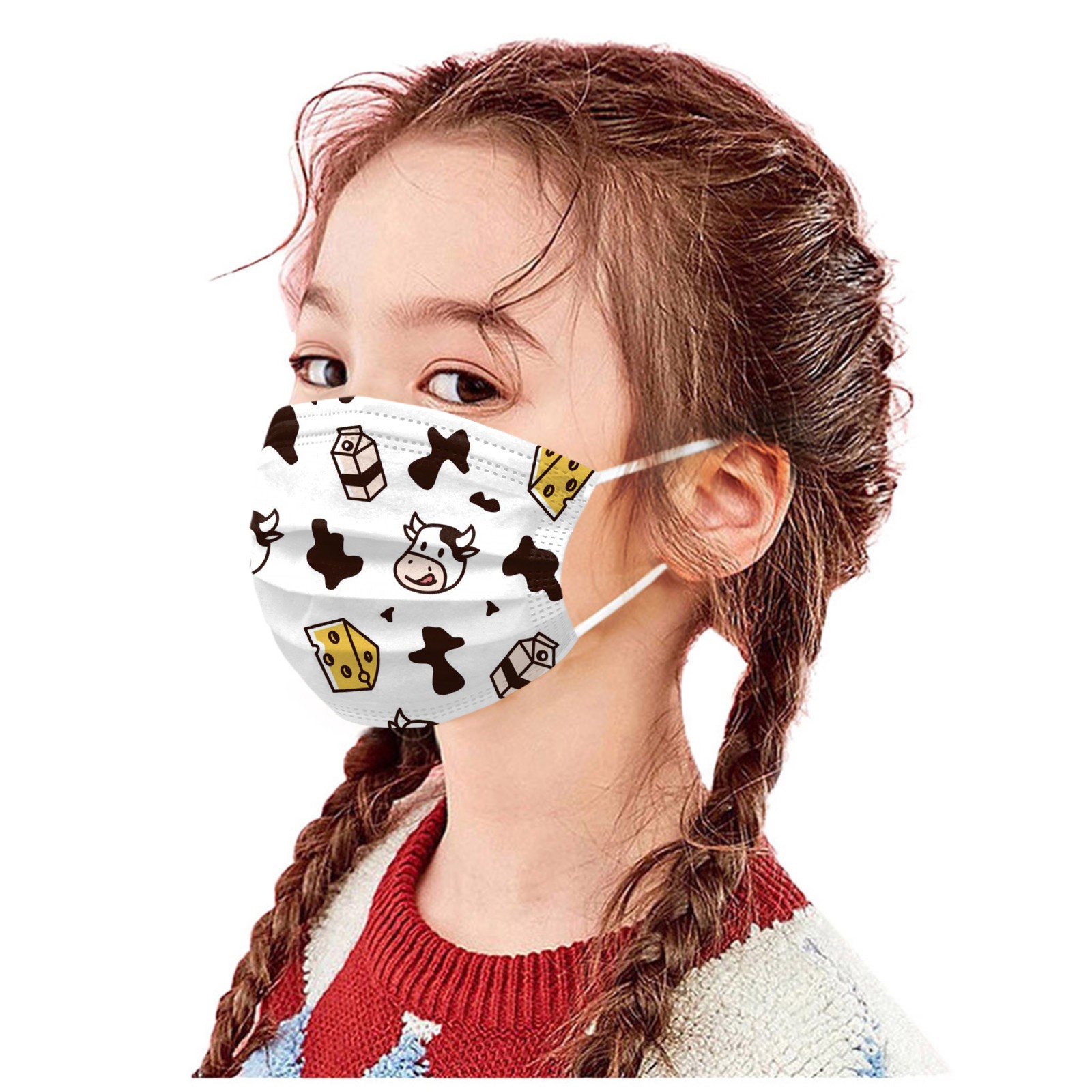 10pcs Kids Children's Face Masks маск for Women Tie-dye Gradient Dinosaur Printed Three Layer Face Cover Disposable Mask Mascarilla