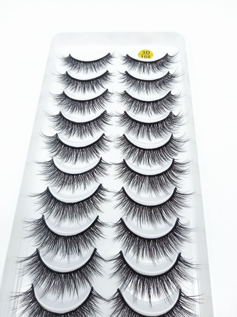 10 pairs of 3D false eyelashes, handmade, soft and hot, naturally, to create a perfect eye makeup, cross and thick