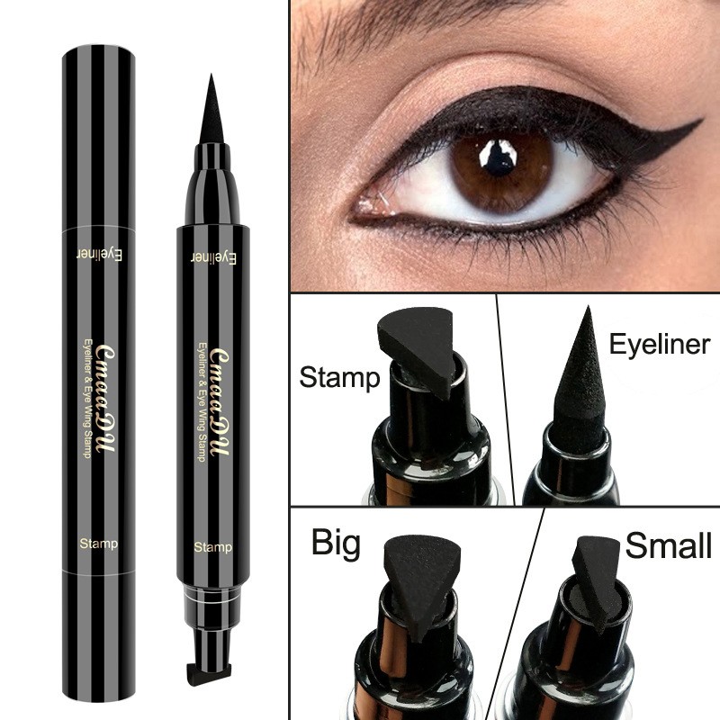 Eyes Makeup Black Double-ended Eye Liner Liquid Pencil Quick Dry Waterproof Black Makeup Stamp Wing Eyeliner Pencil TSLM1