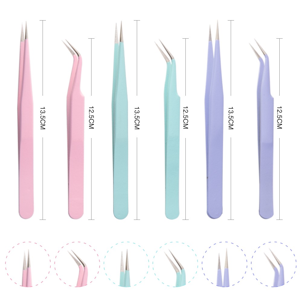 Colorful Anti-static Tweezers For Eyelash Extension Eyebrow Stainless Steel Beauty Set Precision Tweezers Beauty Kit Repair Tools