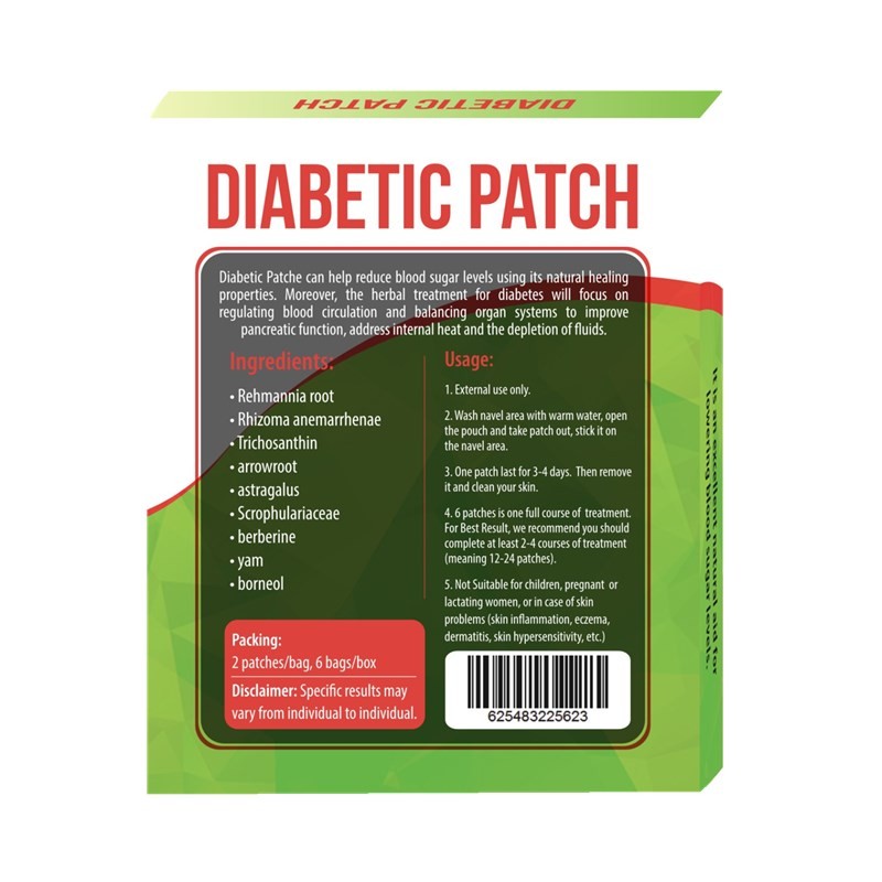 6-12pcs Diabetic Patch Chinese Natural Herbal Cure Low Blood Glucose Therapy Relief Diabetes Medical Plaster Health Care