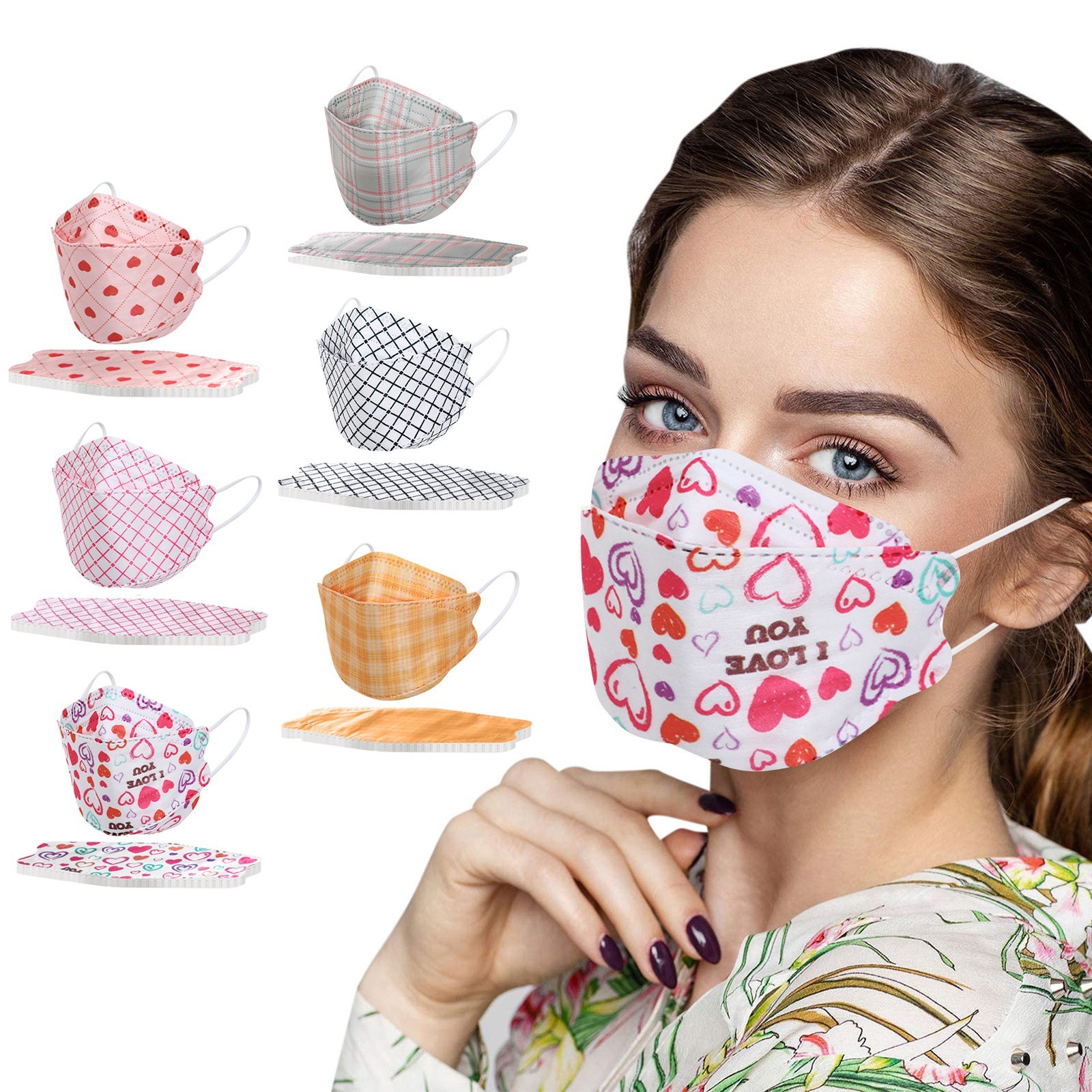 24 Colors KN95 Masque Face Masks 10pcs Adult Tie-dye Patterned Fruit Printed Mouth Cover Mascarillas FPP2 Mask FFP2 CE Face Masks