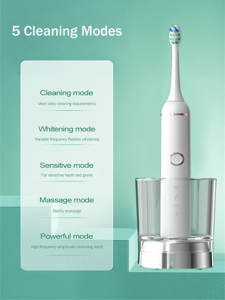 Sonic Electric Toothbrush Adult Wireless Inductive Charging Electric Toothbrush 5 Gears Adjustment Whitening Brushes Waterproof