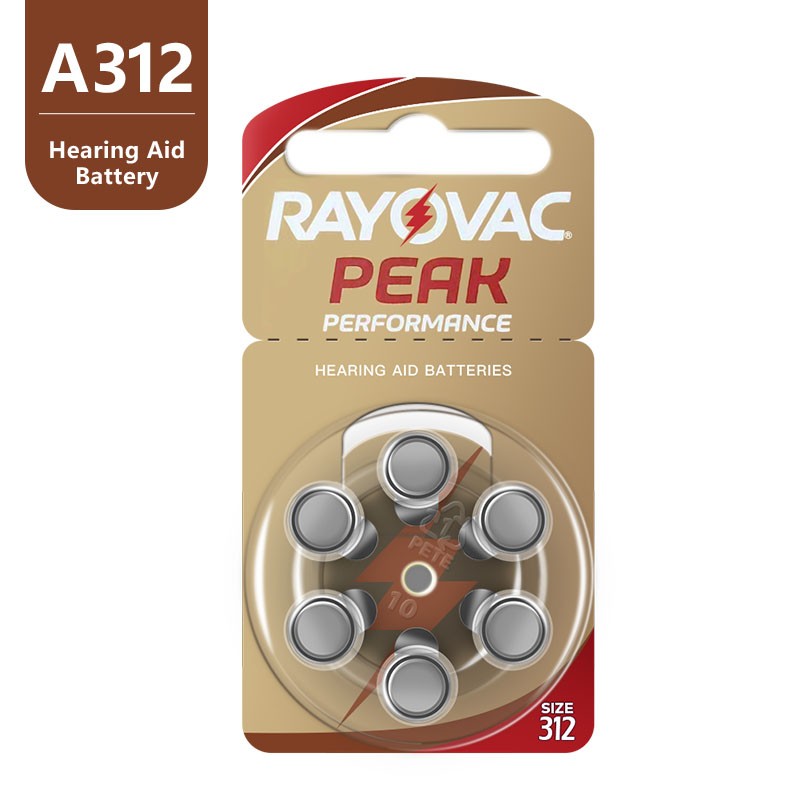 Hearing Aid Batteries 60pcs/10cards RAYOVAC Peak 1.45V 312 312A A312 PR41 Zinc Air Battery for BTE CIC Rick OE Hearing Aids