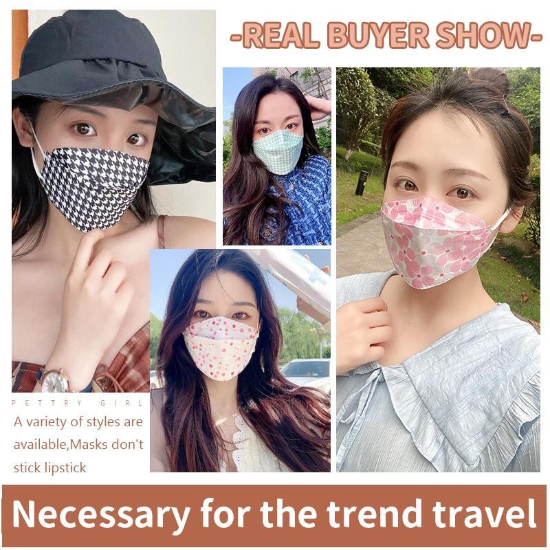 10pcs/bag KN95 Mask Korean Printed Face Mouth Mask 4 Layers Repeat Woman Fabric Breath-proof Non-stick Lipsti Mask