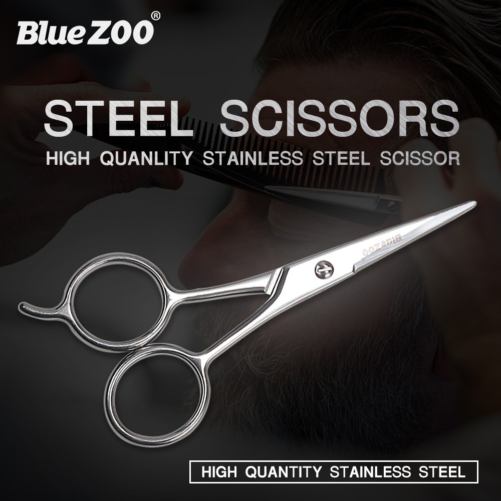 Bluegarden Big Ring Nose Scissors Hair Beard Beard Eyebrow Stainless Steel Beauty Scissors Silver Color Gift For Dad
