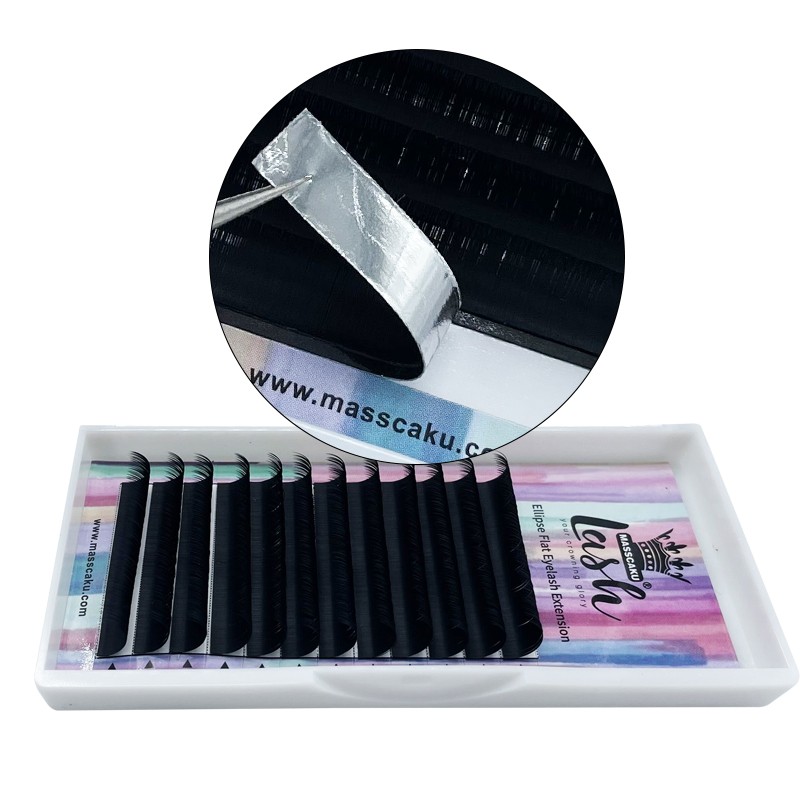 New Matte Curling Eyelashes Individual Extensions 0.15 0.20 0.25 Softer Ellipse Flat Lash Split Tips Liter Volume Looking Wholesale