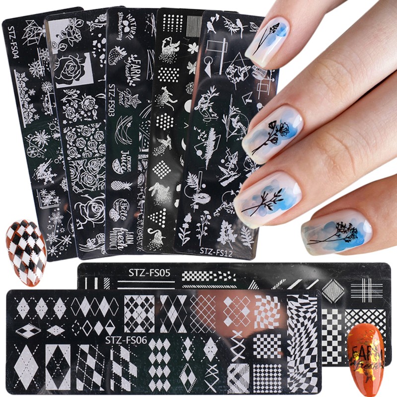 Nail Art Transfer Templates DIY Stencil Nail Stamping Plate Diamond Stamping Floral Printing Animal Manicure ? stencils accessories