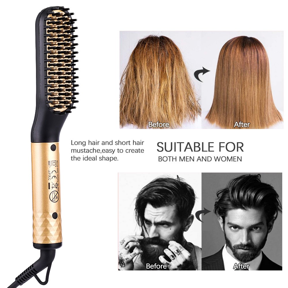 Professional Hair Comb Brush Beard Straightener Multifunctional Straightening Brush Hair Curler Fast Heating Styling Tools