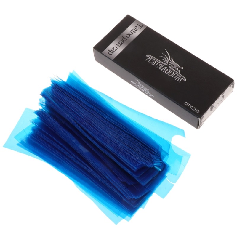 200pcs/lot Blue Tattoo Clip Cord Plastic Sleeve Bags Disposable Supplies Covers Bags For Tattoo Machine Tattoo Accessory