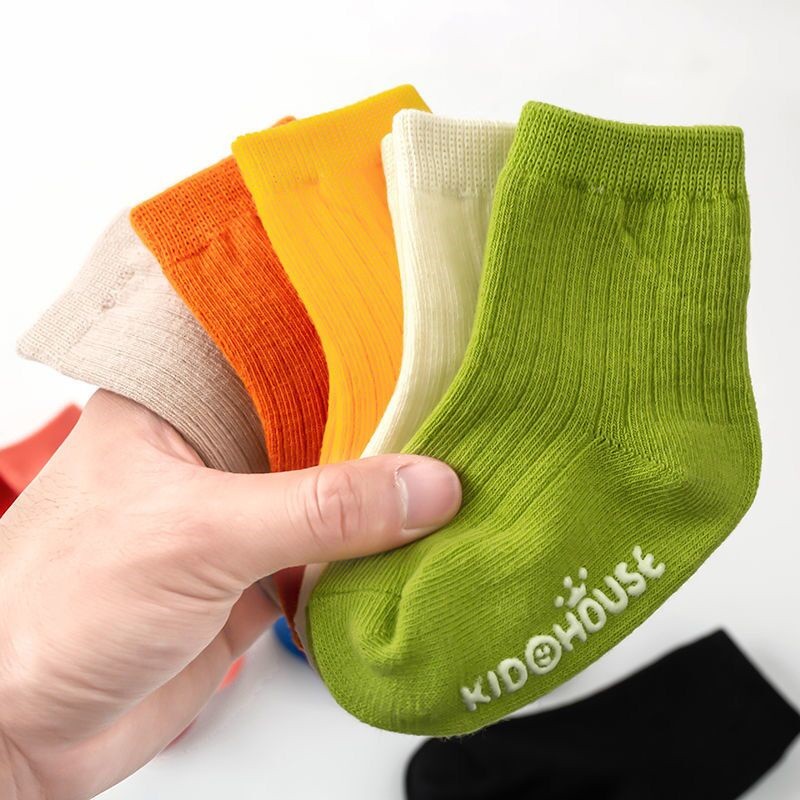 Lawadka 4pairs/lot 0-24m Spring Autumn Newborn Baby Girl Boy Socks Solid Cotton Anti Slip Casual Infant Socks For Boys Girls