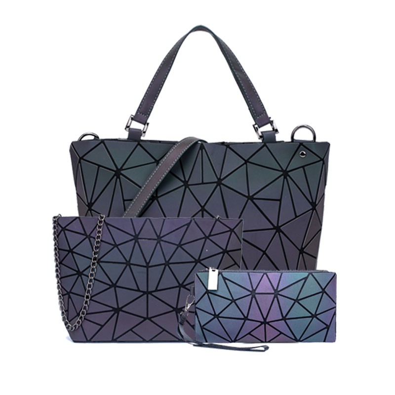 Women Bags Luxury Geometric Shoulder Bag Set Folding Tote Crossbody Bag Female Handbag For Ladies Luminous Bao Geometric Bag