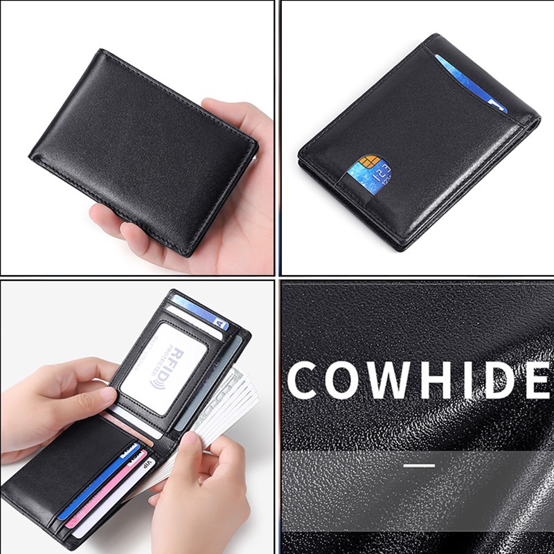 DIENQI RFID Genuine Leather Men Wallet Money Bag Slim Thin Card Wallet Men Luxury Male Small Short Wallet Bi-fold Vallet Billfold