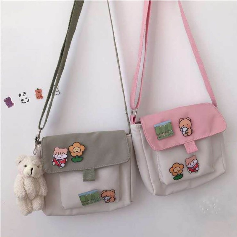 أكياس التسوق النساء الحلو Kawaii مطبوعة قماش الترفيه اليومية حقيبة تسوق Crossbody محفظة جديد