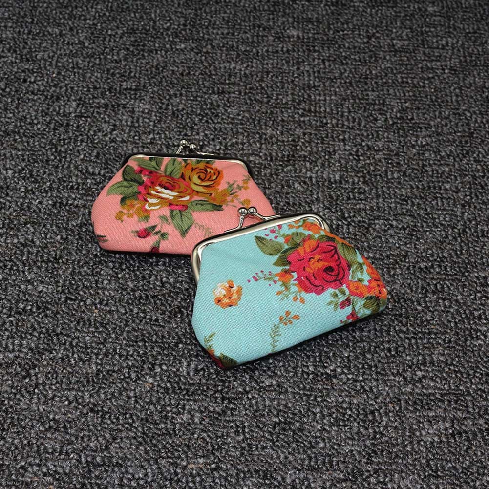 Fashion Vintage Floral Buckle Women Wallet Elegant Lady Retro Clutch Hasp Mini Cotton Bag Coin Purse Headphone Bag Coin Bag