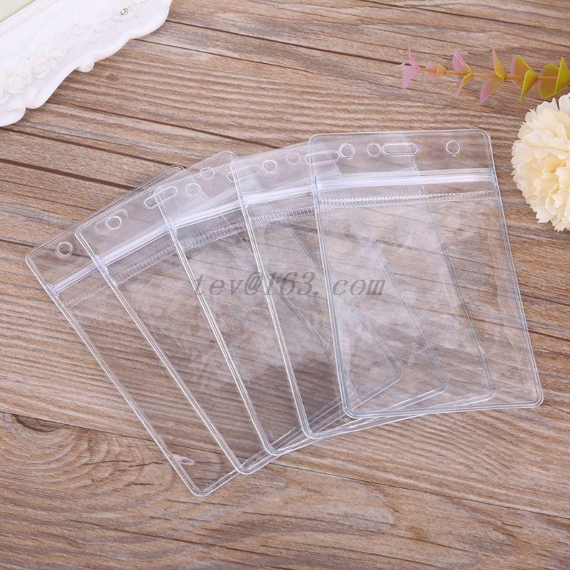 5pcs Unisex Popular Transparent Clear PVC Plastic Badge Work Exhibition ID Name Card Holders Waterproof