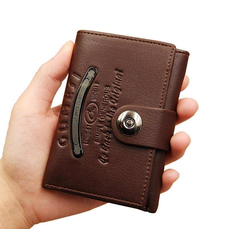 2022 Vintage Luxury Leather Men Wallet Short Slim Male Purses Money Clip Credit Card Dollar PU Leather Wallet Men's Wallet Card