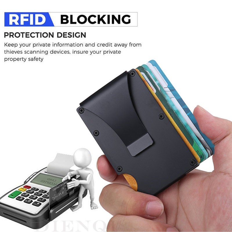 High Quality Rfid Metal Credit Card Holder for Men Women Slim Slider Simple Wallet Mini Wallet Mini Wallet 2021