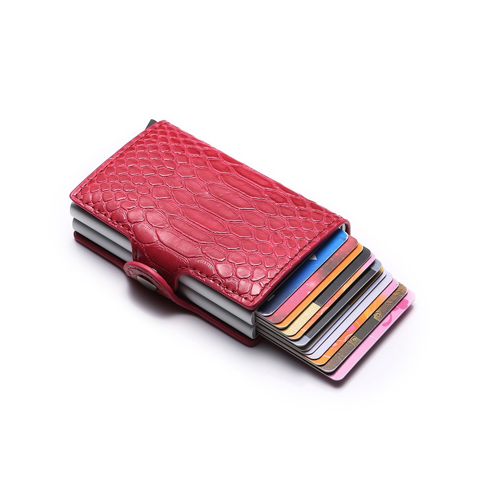 Women Counter Rfid id Credit Card Holder Case Wallet Crocodile Business Bank Card Holder Bag Pink Creditcard Visit Card Holder Trolley