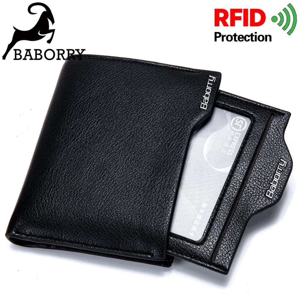 Baborry-محفظة رجالية مع قفل RFID ، وحامل بطاقات الهوية ، ومحفظة بطاقات الائتمان ، ومحفظة rfid