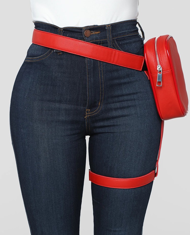 BQ Fashion INS Hot Trendy Stylish Women Waist Leg Belt Leather Cool Girl Bag Fanny Pack for Outdoor Hiking Motorcycle